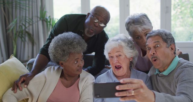 Group of Senior Friends Taking Selfie with Surprised Expressions - Download Free Stock Images Pikwizard.com