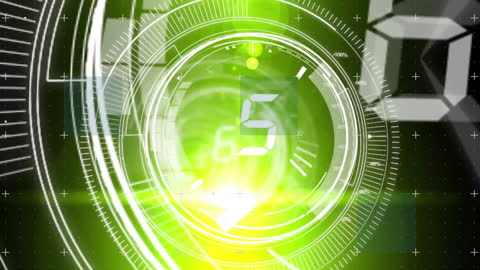 Futuristic Green Digital Countdown Interface Animation