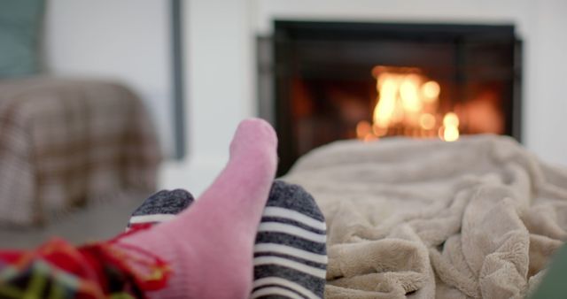 Cozy Winter Evening by Fireplace with Warm Socks - Download Free Stock Images Pikwizard.com