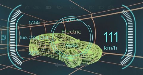Futuristic Digital Interface Highlighting Electric Car Technology