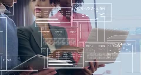 Business Team Collaborating on Digital Data Analysis