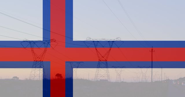 Flag of Faroe Islands with Power Lines in Background - Download Free Stock Images Pikwizard.com