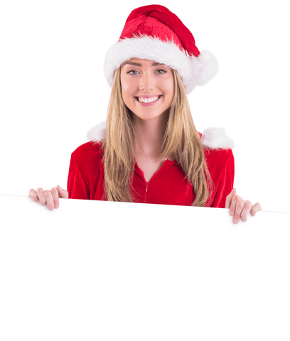 transparent festive woman in santa hat holding blank poster - Download Free Stock Videos Pikwizard.com