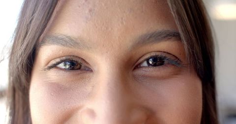 Close-Up Shot of Smiling Woman's Eyes Reflecting Confidence