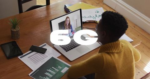 African american woman engaged in video conference: technology concept