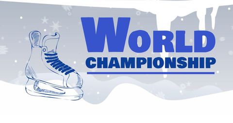 World championship ice hockey event poster with skating illustration