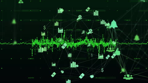 Global Network Connections with Digital Financial Icons