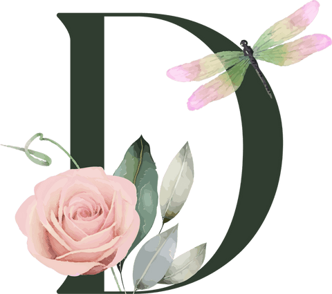 elegant letter d with watercolor rose and pastel dragonfly - Download Free Stock Videos Pikwizard.com