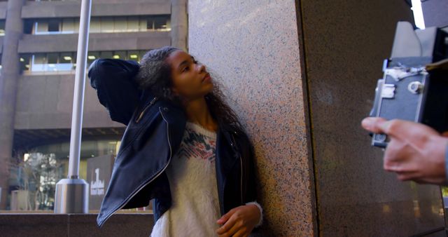 Woman Posing Outdoors in Urban Setting - Download Free Stock Images Pikwizard.com