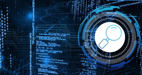 Data Processing with Magnifying Glass over Digital Interface - Download Free Stock Images Pikwizard.com