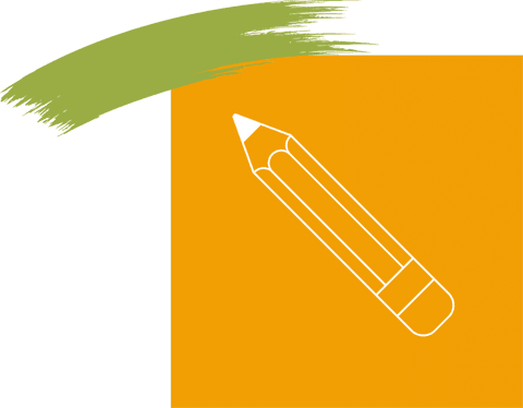 Minimalist pencil outline on transparent background with olive brushstroke