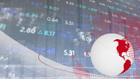 Digital Globe and Stock Trading Board Animation with Global Trends