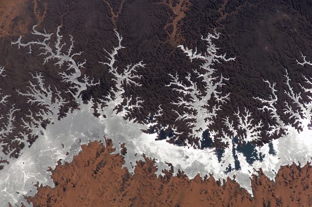Satellite View of Lake Nasser in Egypt with Sunglint Highlighting Water - Download Free Stock Photos Pikwizard.com