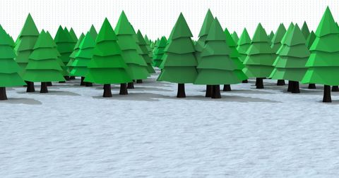 Digital Forest with Snow and Fir Trees in Winter Landscape