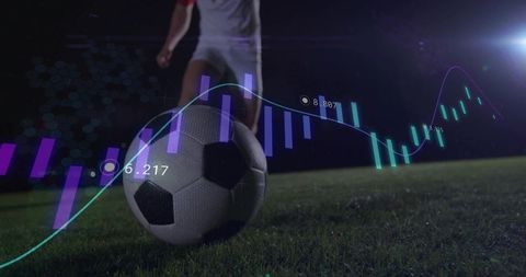 Soccer at Night with Analytics Overlay Emphasizing Advanced Performance Metrics