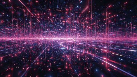 Futuristic Neon Grid in Virtual Cyberspace