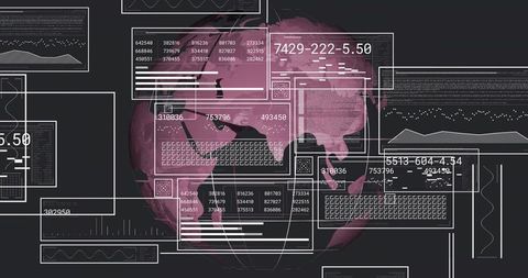 Futuristic world data interface with pink globe