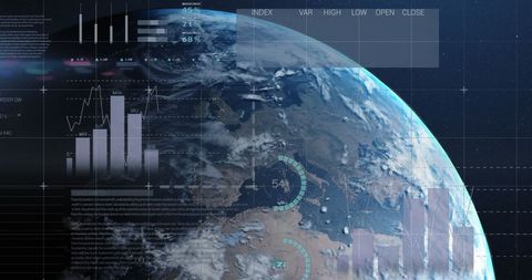 Global Financial Data Interacting with Earth Visualization - Download Free Stock Images Pikwizard.com