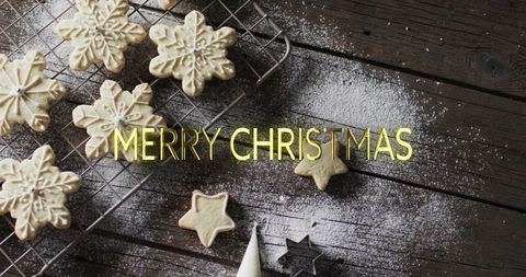 Festive Snowflake Christmas Cookies on Wooden Table - Download Free Stock Images Pikwizard.com