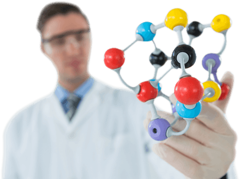 scientist examining transparent molecular model with protective glasses - Download Free Stock Videos Pikwizard.com