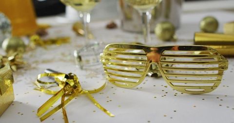 Festive New Year's Celebration With Gold Decorations