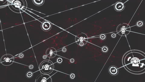 Abstract Animated Icon Nodes Creating Digital Network
