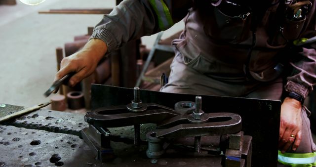 Industrial Worker Operating Metal Bending Machine - Download Free Stock Images Pikwizard.com