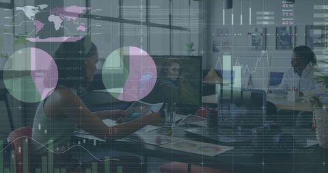 Diverse Team Collaborating with Digital Financial Data Analytics