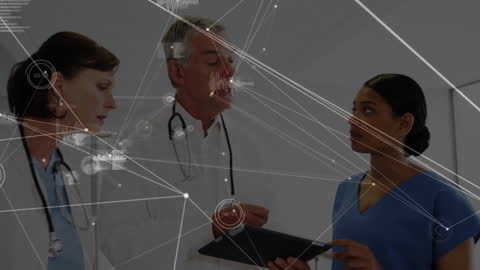 Tech-Driven Collaboration, Diverse Team Exchanging Medical Data