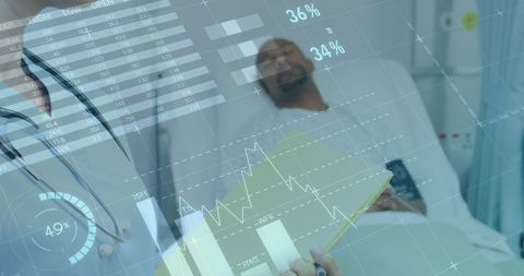 Patient in Hospital Bed with Virtual Interface Display