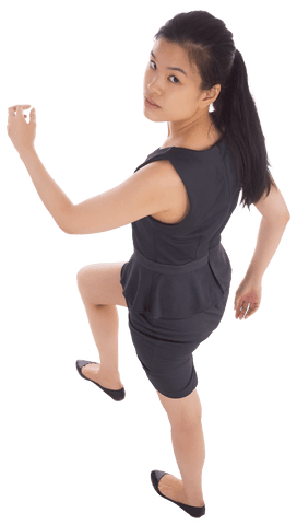 Asian Businesswoman Walking in Corporate Attire Transparent Background