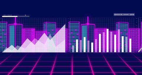 Futuristic Cityscape with Digital Financial Graphs - Download Free Stock Images Pikwizard.com