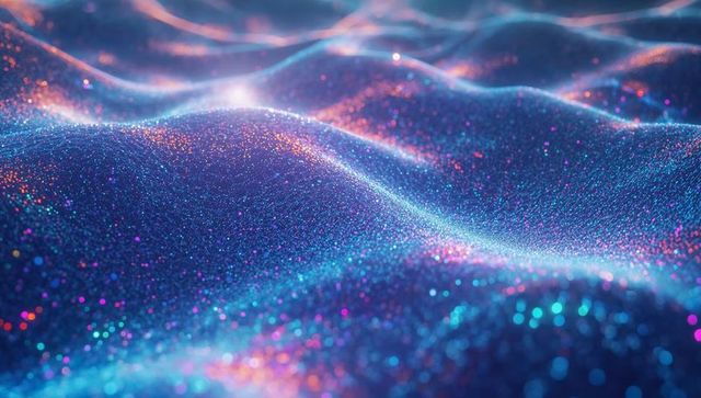 Vibrant Wave-Like Digital Surface with Luminous Dots