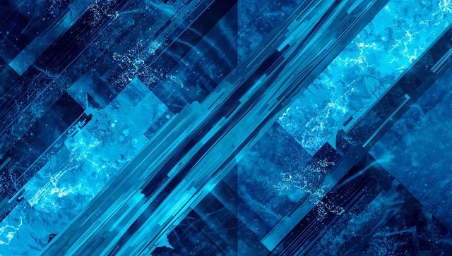 Futuristic cyan diagonal geometric abstract background featuring neon marble texture