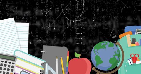 Educational tools with math equations concept background