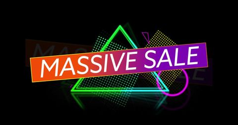 Massive Sale Advertisement with Retro Eighties Neon Style