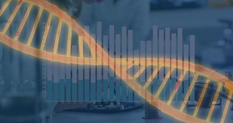 Science innovation with dna structure and analytics overlay