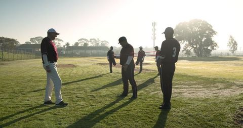 Baseball Team Morning Warm-up with Resistance Bands