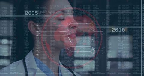 Futuristic Medicine Interface with Doctor and Data Visualization