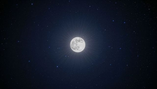 Radiant Full Moon Illuminating Star-Filled Night Sky