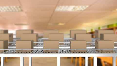 Animated Conveyor Belt with Boxes for Global Delivery