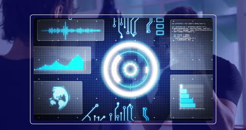 Futuristic Interface with Digital Data and Global Connections