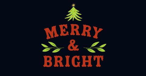 Festive Merry and Bright Christmas Graphic Design - Download Free Stock Images Pikwizard.com