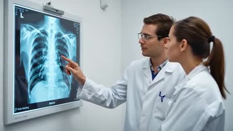 Doctors Analyzing Chest X-ray in Radiology Consultation