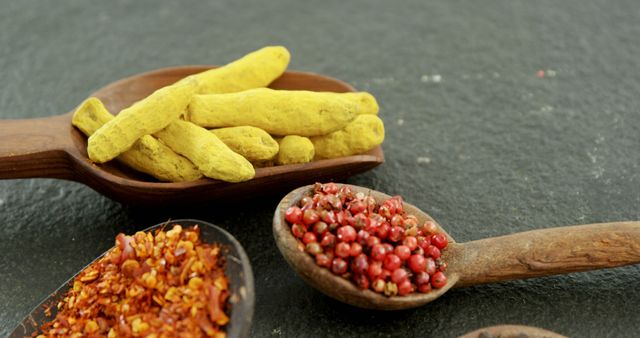 Assorted Dried Herbs and Spices on Wooden Spoons - Download Free Stock Images Pikwizard.com