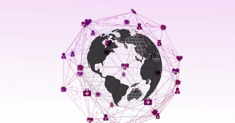 Digital Network Icons Surrounding Earth on Gradient Background - Download Free Stock Images Pikwizard.com