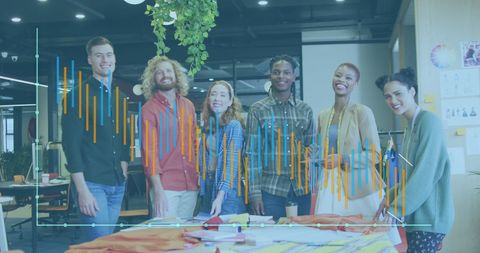 Diverse Business Team with Data Analytics Interface in Modern Office