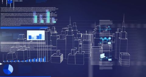 Futuristic Digital Data Visualization Urban Landscape - Download Free Stock Images Pikwizard.com