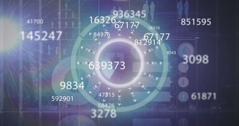 Futuristic data processing with digital interface dashboard