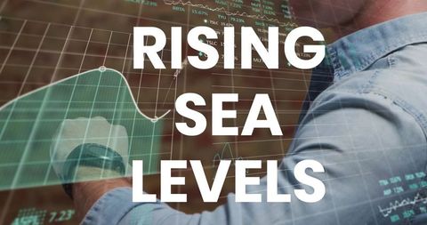 Businessman Analyzing Rising Sea Levels Impacting Economy